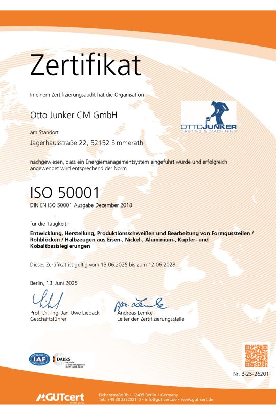 Zertifikat - Energiemanagement ISO 50001