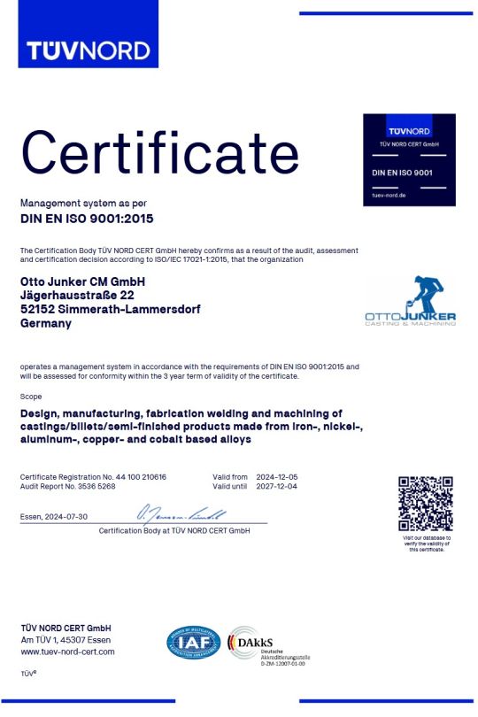 Zertifikat - Quality management system to DIN ISO 9001