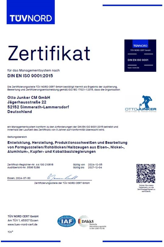 Zertifikat - Qualitätsmanagement ISO 9001